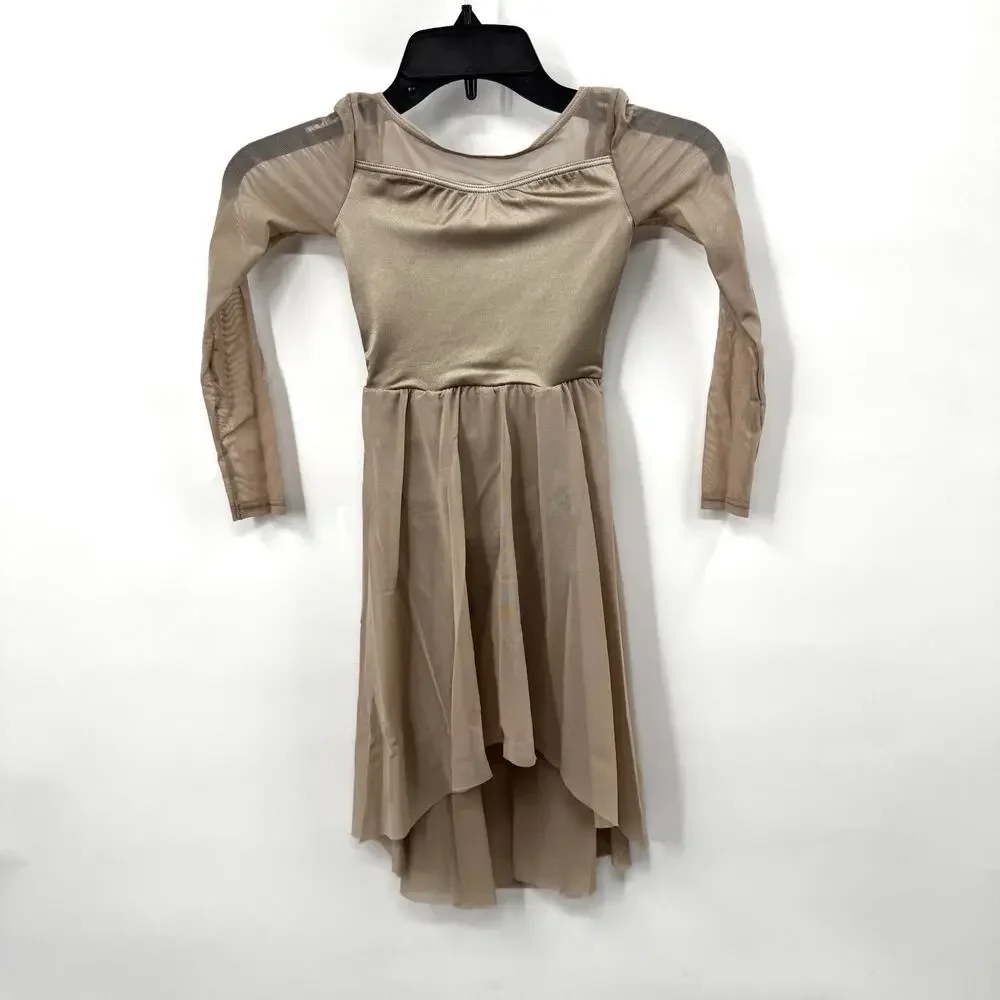 Midi Dress Latte Tan Dance Costume Recital Contemporary Lyrical Child Small 6/6X